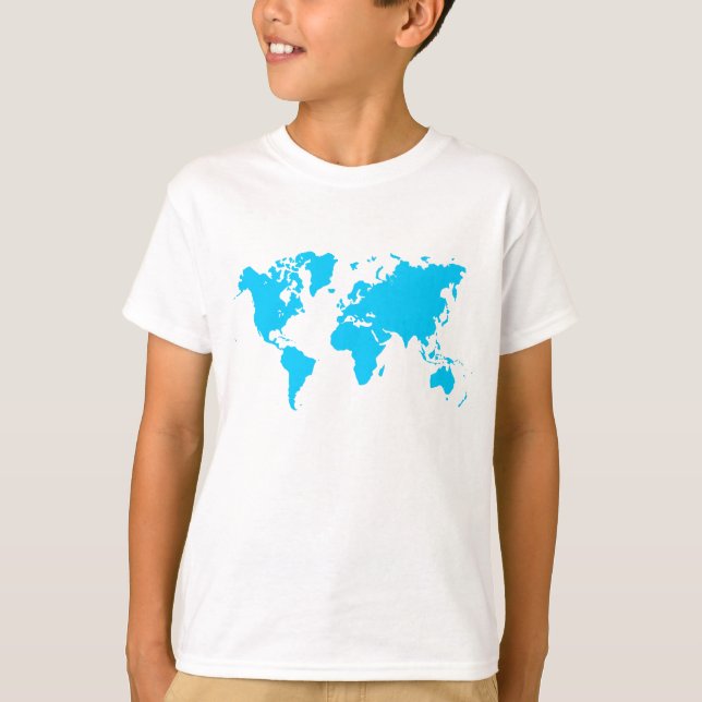 Camiseta Mapa Mundial - Azul-Céu (Frente)