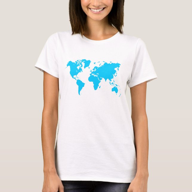Camiseta Mapa Mundial - Azul-Céu (Frente)