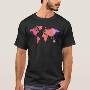 Camiseta Mapa Mundial Colorido de Viajantes do País