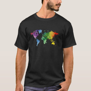 Camiseta Mapa Mundial Colorido Retroativo Legal Gift Verão