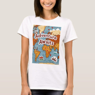 Camiseta Mapa mundial de Viagem com aspas
