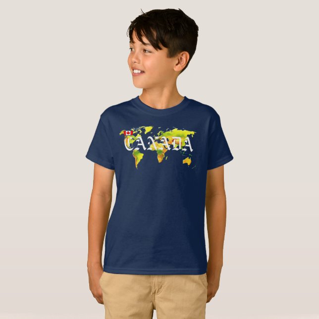 CAMISETA MAPA MUNDIAL DO CANADÁ (Frente Completa)