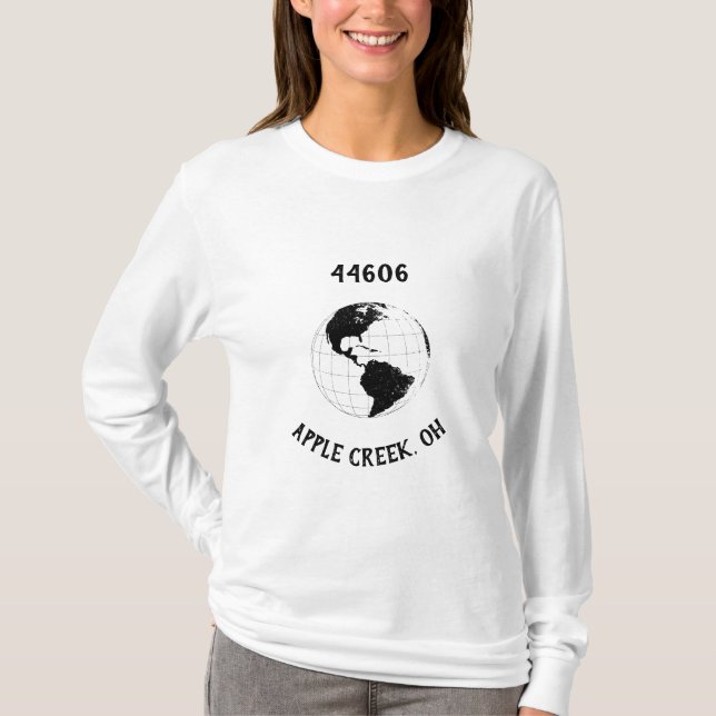 Camiseta Mapa Mundial do Código Zip do Estado da Cidade de  (Frente)