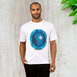 Camiseta Mapa Mundial do Globo Terrestre Azul Moderno