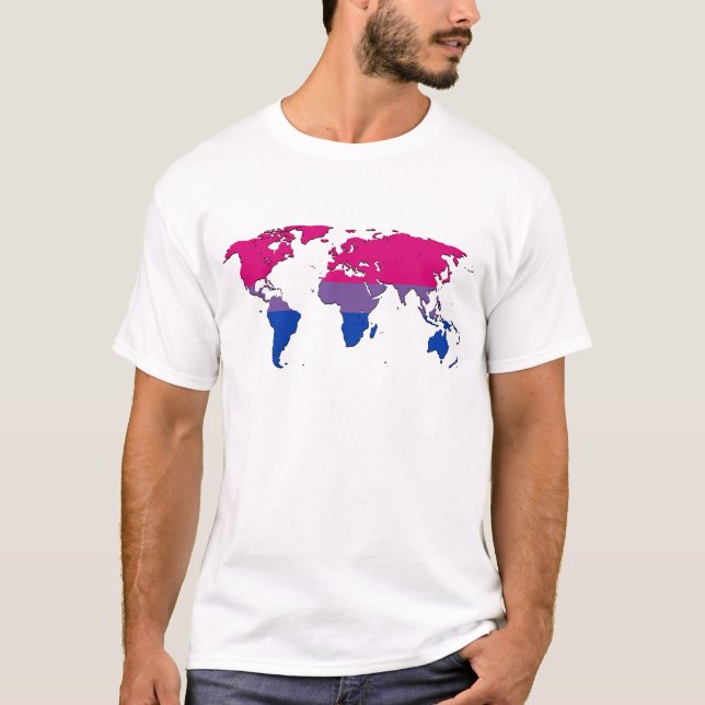 Camiseta Mapa mundial do orgulho da bissexualidade T-Shirt (Frente)