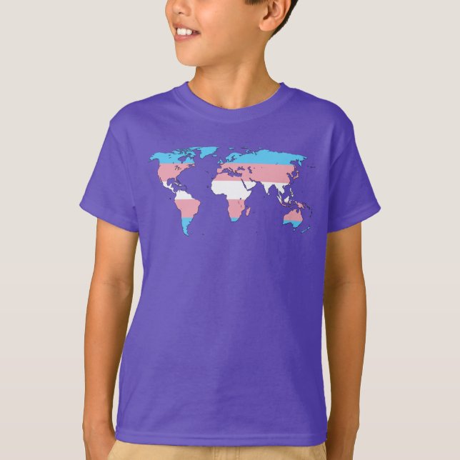 Camiseta Mapa mundial do orgulho transgênere (Frente)