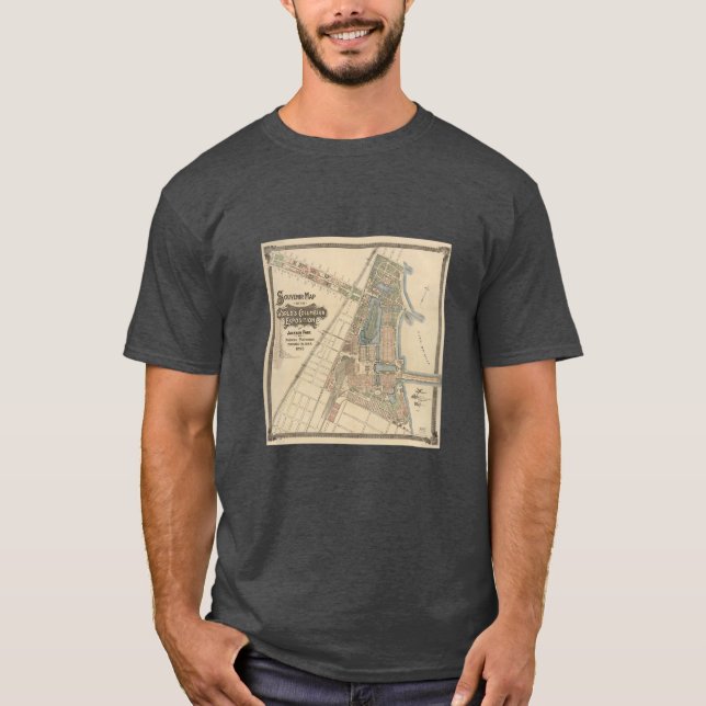 Camiseta Mapa Mundial do Souvenir Fair Chicago, 1893 (Frente)
