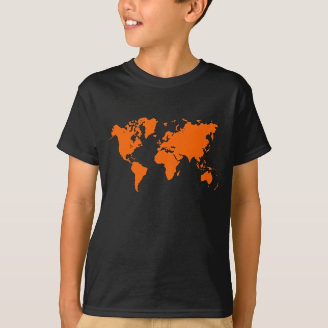 Camiseta Mapa Mundial - Laranja (Frente)