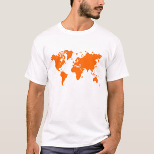 Camiseta Mapa Mundial - Laranja