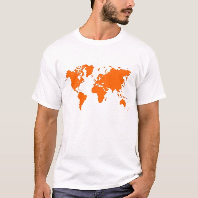 Camiseta Mapa Mundial - Laranja (Frente)
