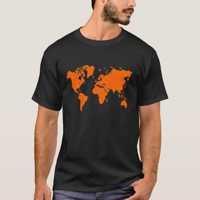 Camiseta Mapa Mundial - Laranja (Frente)