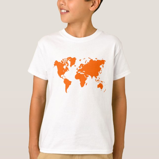 Camiseta Mapa Mundial - Laranja (Frente)