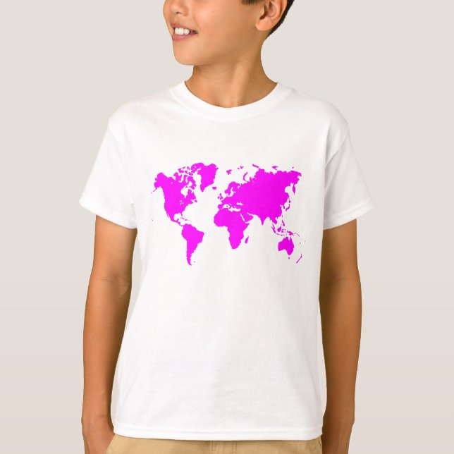 Camiseta Mapa Mundial - Magenta (Frente)