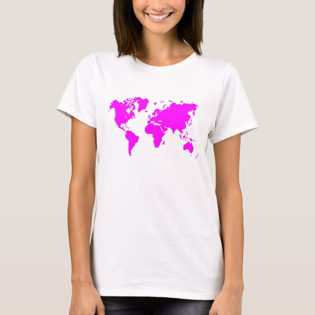 Camiseta Mapa Mundial - Magenta (Frente)
