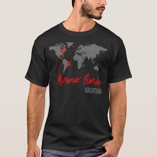Camiseta Mapa Mundial Miramar Beach Map Combinação de Féria (Frente)