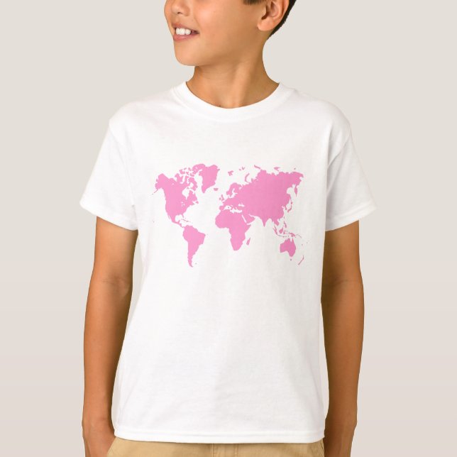 Camiseta Mapa Mundial - Rosa (Frente)