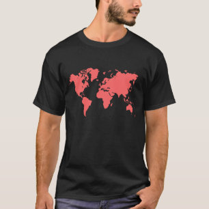 Camiseta Mapa Mundial - Rosa Tropical