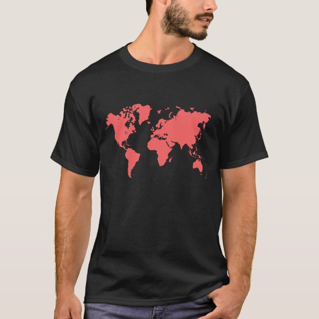 Camiseta Mapa Mundial - Rosa Tropical (Frente)
