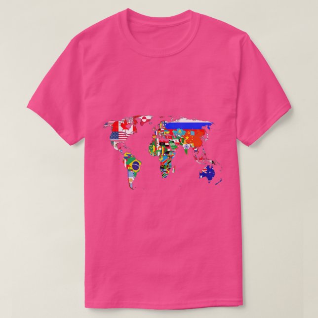 Camiseta Mapa Mundial Sinalizador do País Atlas gigapixelst (Frente do Design)