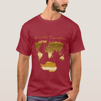 Camiseta Mapa Mundial Texturizado e com efeito Metálico w A