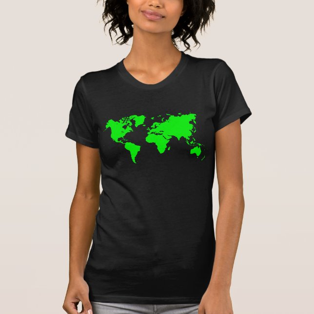 Camiseta Mapa Mundial - Verde (Frente)