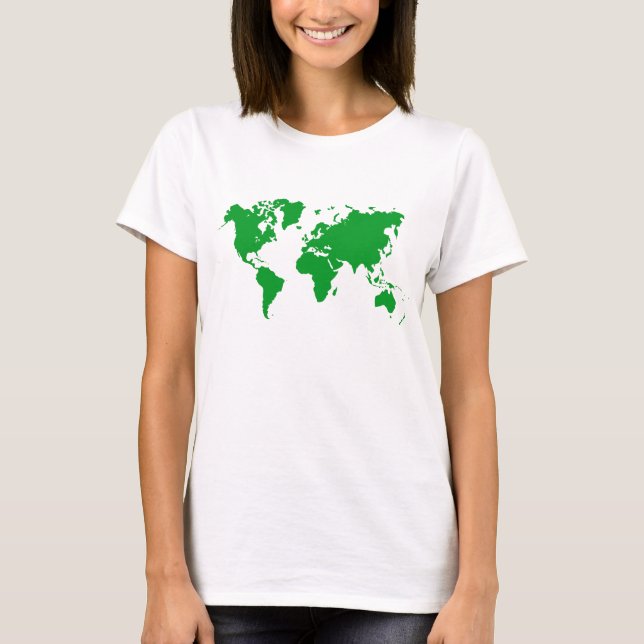 Camiseta Mapa Mundial - Verde-Grass (Frente)