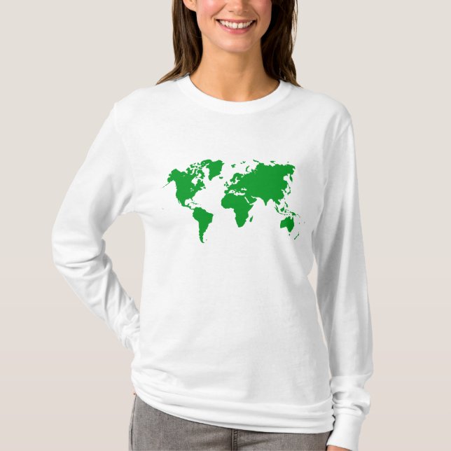 Camiseta Mapa Mundial - Verde-Grass (Frente)