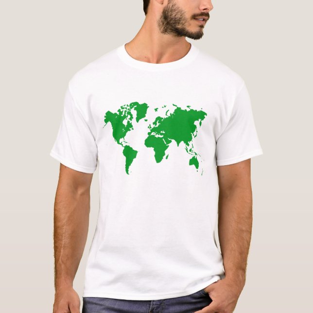 Camiseta Mapa Mundial - Verde-Grass (Frente)