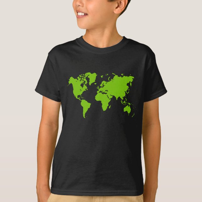 Camiseta Mapa Mundial - Verde Marciano (Frente)