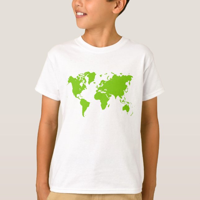 Camiseta Mapa Mundial - Verde Martiano (Frente)