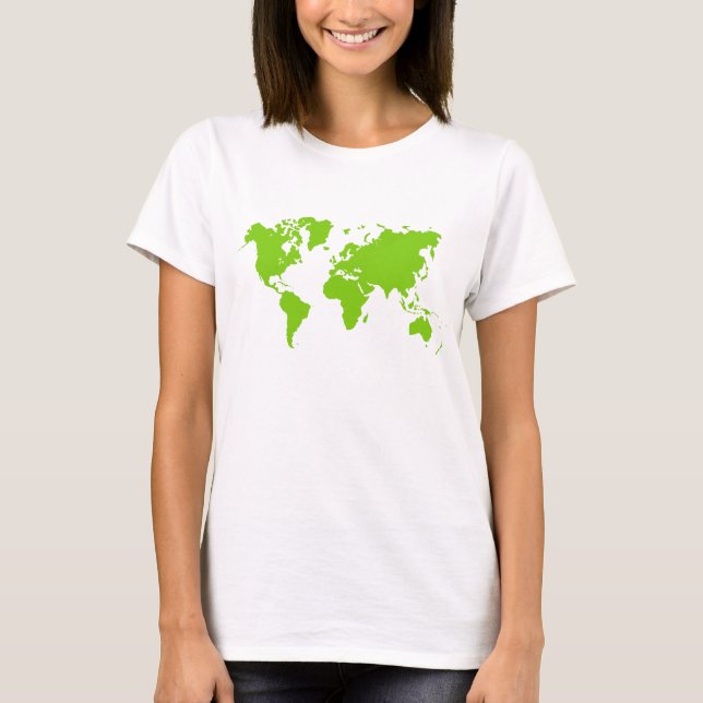 Camiseta Mapa Mundial - Verde Martiano (Frente)
