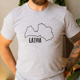 Camiseta Mapa Nacional da Letónia para as Fronteiras da Let