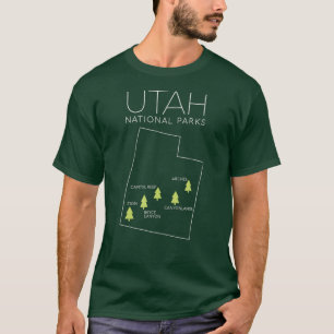 Camiseta Mapa Nacional do Parque de Utah Zion Bryce Canyon 