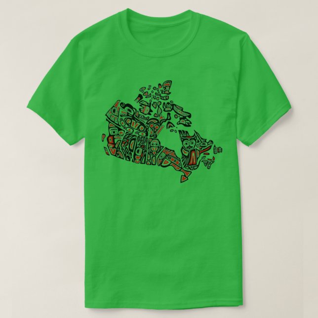 Camiseta Mapa nativo do Canadá Indígenas CANADÁ 1 (Frente do Design)