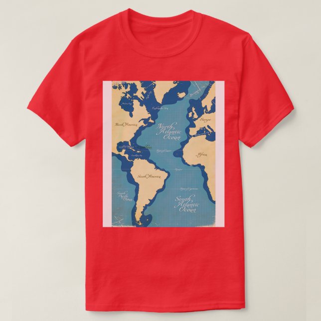 Camiseta Mapa náutico do Vintage (Frente do Design)