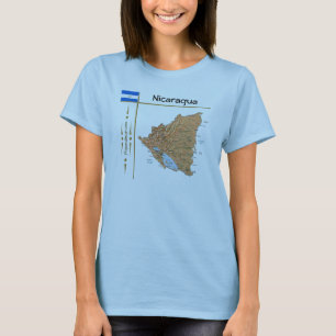 Camiseta Mapa Nicarágua + Sinalizador + Título T-Shirt