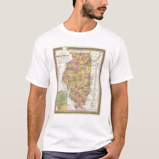 Camiseta Mapa novo de Illinois (Frente)