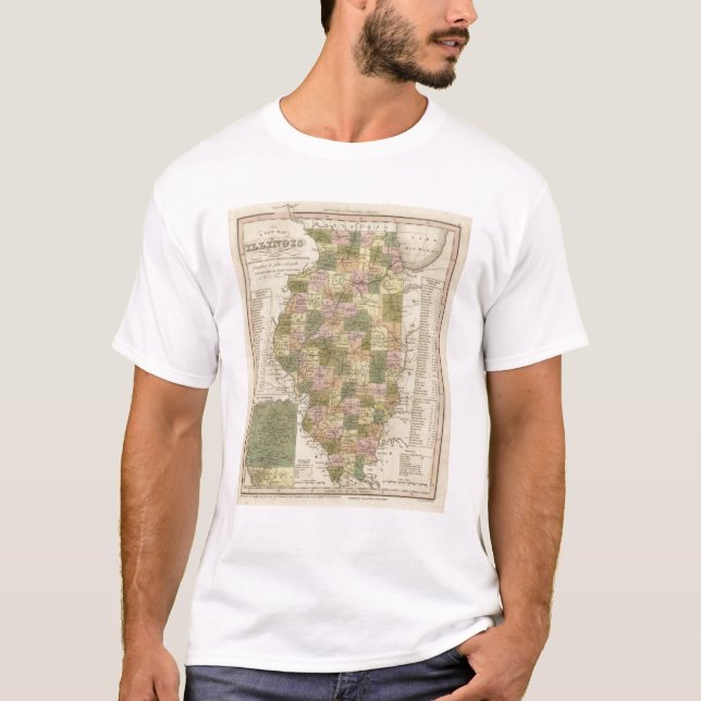 Camiseta Mapa novo de Illinois 2 (Frente)