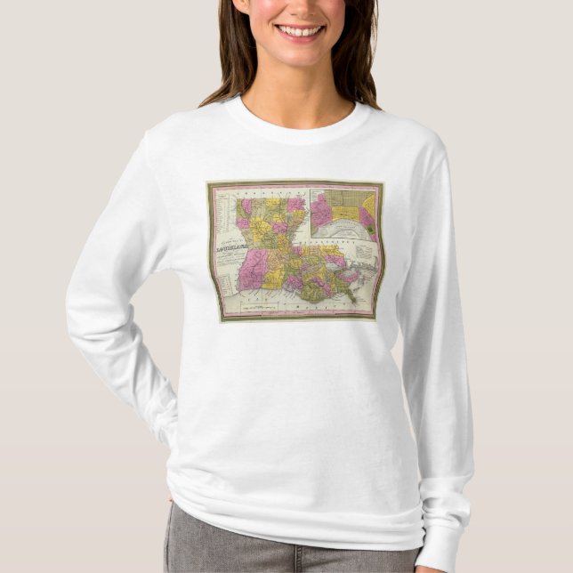 Camiseta Mapa novo de Louisiana 3 (Frente)