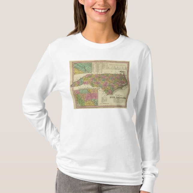 Camiseta Mapa novo de Nth Carolina (Frente)