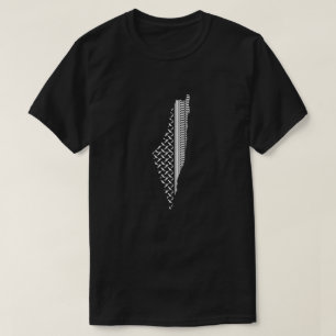 Camiseta mapa palestino com padrão tradicional