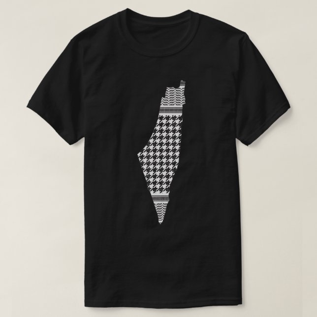 Camiseta Mapa Palestino Livre Palestina kufiya  (Frente do Design)