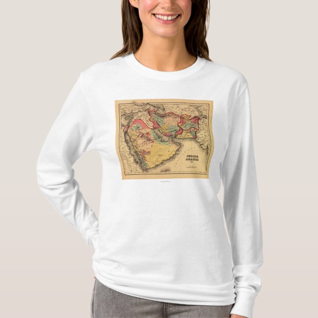 Camiseta Mapa panorâmico de Médio Oriente "Persia Arábia " (Frente)