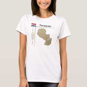 Camiseta Mapa Paraguai + Sinalizador + Título T-Shirt