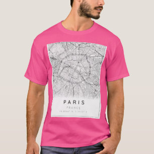 Camiseta Mapa Paris Minimalista Em Preto E Branco