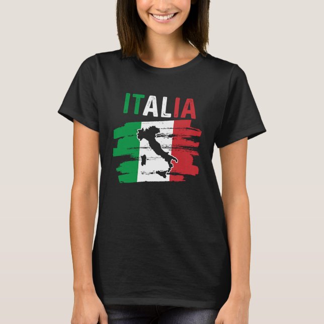 Camiseta Mapa Patriótico das Raízes Italianas na Europa Via (Frente)