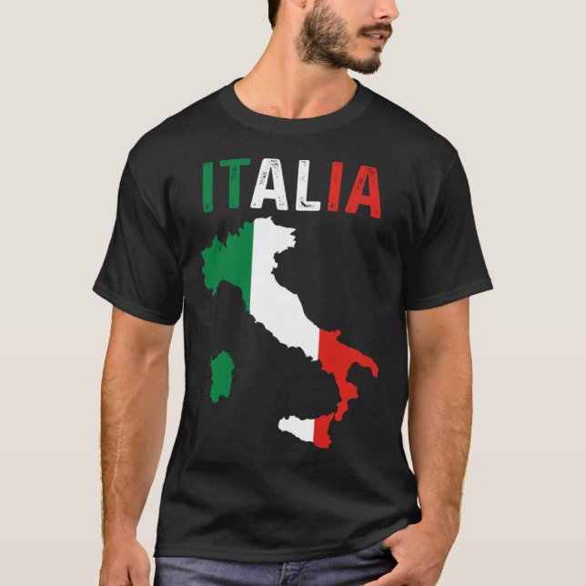 Camiseta Mapa Patriótico das Raízes Italianas na Europa Via (Frente)