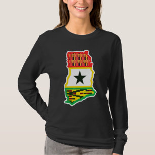 Camiseta Mapa Patriótico do País Gana para Bandeira do Gana