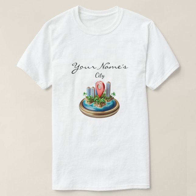 Camiseta Mapa Personalizado da Cidade  (Frente do Design)