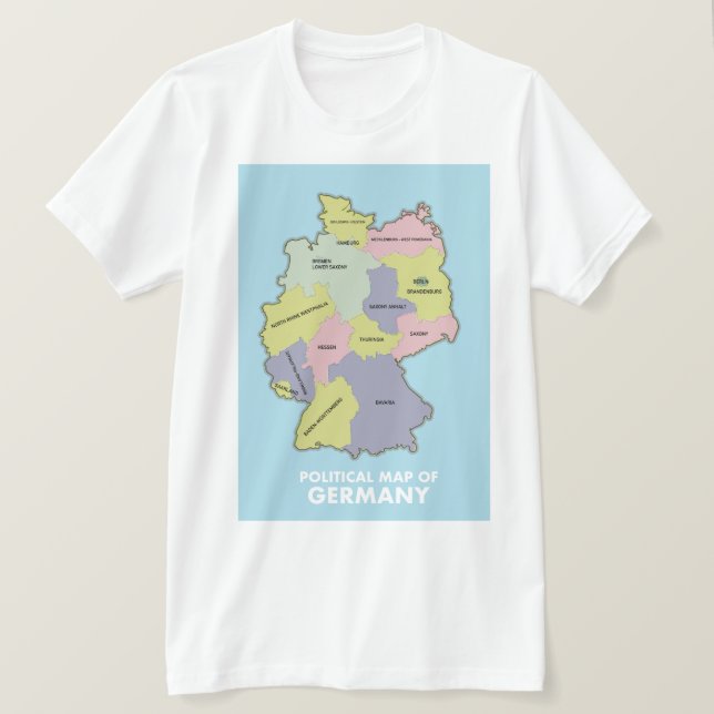Camiseta Mapa político da Alemanha (Frente do Design)